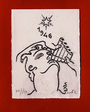 ET19-LITHOGRAPHIE-CARTE DE VOEUX-A.S-SUZANNE TOURTE-PEINTRE-[G.ARM. MASSON]-1946