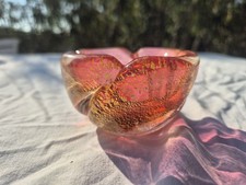 COUPE MURANO SIGNÉ CENEDESE SEGUSO INCLUSION DE PAILLETTES D'OR TBE