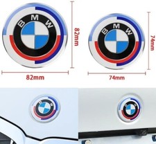 2x BMW Insigne logo capot 82mm + coffre 74mm emblème BMW 50E anniversaire