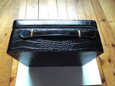 Valisette Estée Lauder. 30cm X 24 cm, profondeur 11 cm. Noire. Intérieur noir.