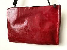 SAC Bandoulière ROUGE simili Cuir motif reptile croco NEUF Japon ! Très beau Sac