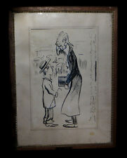 [CARICATURE DESSIN ORIGINAL à la plume]  SOMM (Henri ou Henry). Circa 1904.