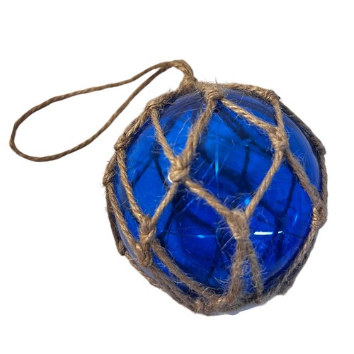 Blue glass fishing buoy - glass,