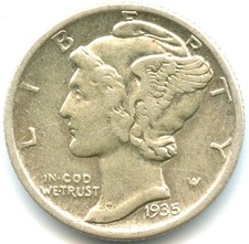 USA one dime argent Mercury