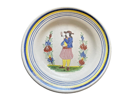 Grand plat ancien faïence - plat, en