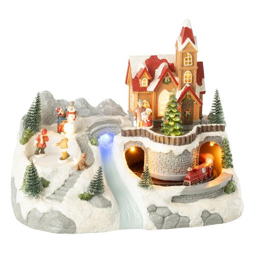 Village noël train - village, &