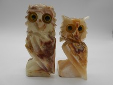 RAVISSANTE PAIRE DE FIGURINE / STATUETTE  " HIBOU / CHOUETTE "  EN ONYX