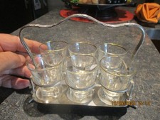 Ancien Petit Panier Métal Argenté Serviteur petits verres à Liqueur ou Digestif