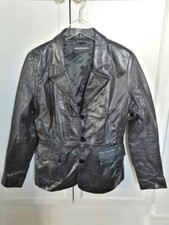 VESTE FEMME CUIR AGNEAU PLONGÉ NOIR TAILLE 38 - M  MARQUE SILVER COAT PARIS