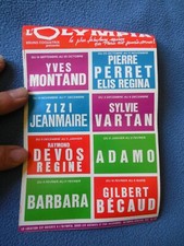 TRACT PUBLICITAIRE OLYMPIA Yves Montand Sylvie Vartan Barbara Adamo Becaud 1968