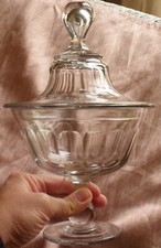 Compotier / drageoir 1900 fin XIXème / début XXème en verre soufflé & taillé