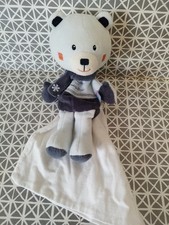 Doudou ours bleu mouchoir