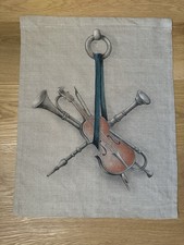 Tenture panneau mural lin artisanal musique violon