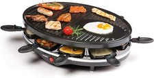 Appareil Raclette Antiadhesif 8 Poelons Spatules Bois 1200w Portable Leger Noir 