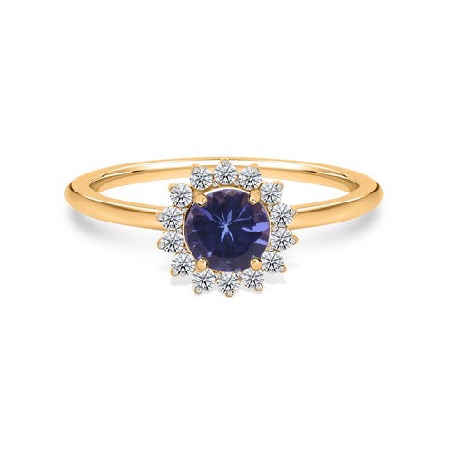 Bague halo ronde tanzanite