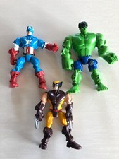 Lot 3 figurine Marvel super hero mashers Wolverine captain America hulk - hasbro