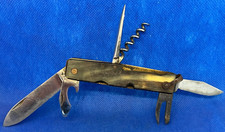 VINTAGE ANCIEN Couteau de poche Pliant Multifonctions 6 Outils Manche en OS ?