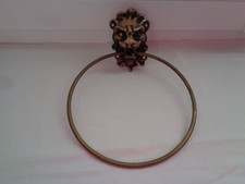 PORTE SERVIETTE ANNEAU TETE DE LION EN BRONZE ET LAITON