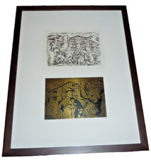 TABLEAU SOUS VERRE PLAQUE ET DESSIN SUR CUIVRE BASQUE