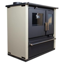 Cuisinière à bois avec dessus en métal, four Verso CS PLUS Ivoires Gauche- 7.7KW