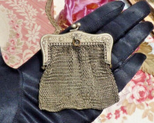 ANCIEN PORTE MONNAIE en COTE de MAILLE en métal argenté vers 1910/ 1915