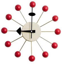 Horloge murale MCM moderne milieu du siècle en or rouge 12" à la main George ...