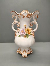 Vase ansé à fleurs en Barbotine Capodimonte - Italie - Seconde partie du XXe