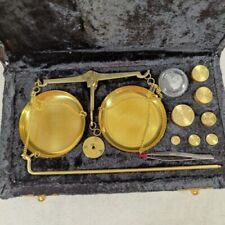 Ancienne boite velours échelle de voyage laiton bijoutier apothicaire étui Ba...