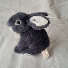 Doudou peluche lapin bleu gris Francoise Saget Hauteur 11 cm vintage 90's