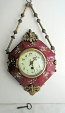 Pendule Boulangère Napoléon III, octogonale, céramique rouge émaillée et bronze