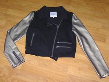 Blouson KOOKAI perfecto noir et manches simili cuir argenté taille M/2/38 NEUF