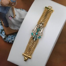 Bracelet doré art deco - doré, strass