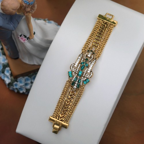 Bracelet doré art deco strass - deco,