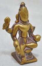 Laiton Antique God Vishnu Idol Figurine Original Vieux Main Crafted Fin Gravé