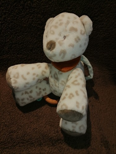 Doudou peluche léopard blanc