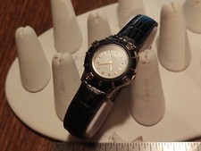 NEW  Peugeot Vintage Leather Wrist Watch Men woman gold black quartz new battery