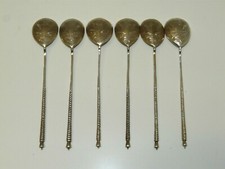 -6 PETITES CUILLERES A MOKA OU CAVIAR ARGENT RUSSE XIXe poinçon ARGENTERIE