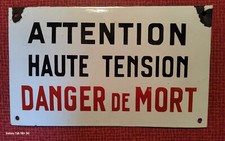 Plaque emaillee Danger de Mort haute tension -sncf-
