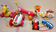Lot 6 jeu jouet bois Vilac Voiture Roadster course Miss toby baby vache & girafe