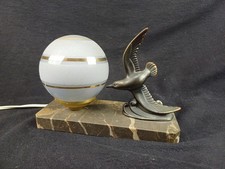 Lampe ancienne chevet  art deco oiseau mouette régule marbre globe circa 1930