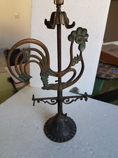 Signé LE VERRIER Lampe en bronze figurant un coq de clocher