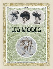 "CHAPEAUX DE PRINTEMPS" Couverture originale entoilée LES MODES n°16 Avril 1902 