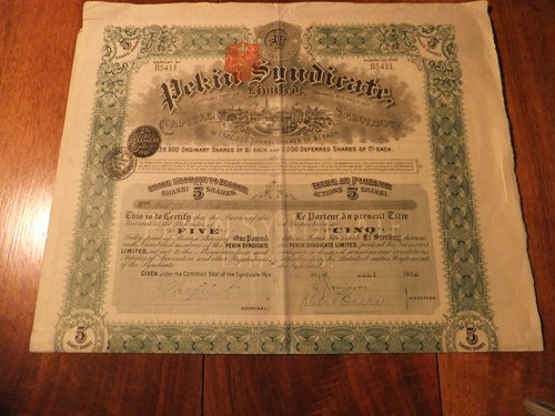 Titre action ancienne pekin - ancienne,