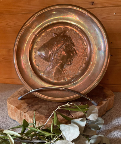 Assiette cuivre repoussé - assiette,