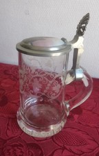  Chope en verre soufflé et gravé 0,5L début du XXe. Modèle rare en très bon état