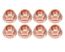 8 écrous M8 cuivrés pour échappement turbo - Ecrou frein alliage cuivre NEUF