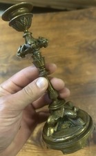 Bougeoir Bronze Doré XIXeme Ancien Napoléon III Tigre Empire