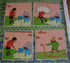 Ancien puzzle BD. 4 Puzzles Quick et Flupke de 2002. Cop. Hergé Moulinsart
