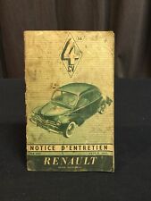 Notice D’Entretien RENAULT 4CV 1955 !!!!