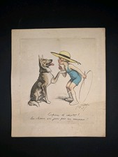 Estampe Georges Redon Paris 1926 Les Chiens Ça Joue Pas Au Cerceau! 